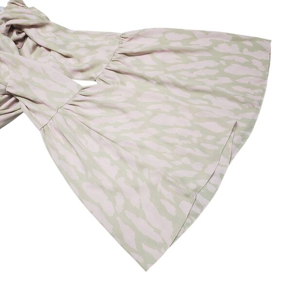 Buddy Love Leopard Print Zozo Mini Dress Sz M Pink Tan Ruffle Bell Sleeve Boho - Picture 7 of 12